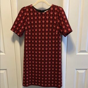 Loft Retro Red and Black Patterned Dress